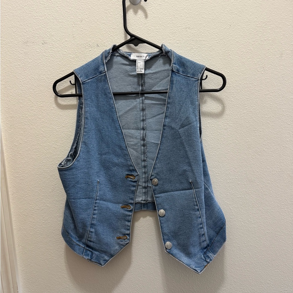 Forever 21 Light Blue Denim Vest